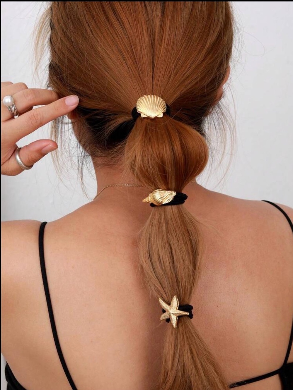 Gold Shell & Starfish Hair Ties - Pack of 6 - Picture 4 of 4